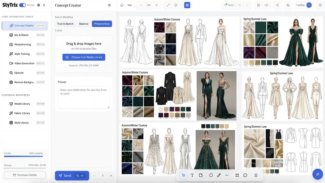 StyTrix canvas with fashion designs